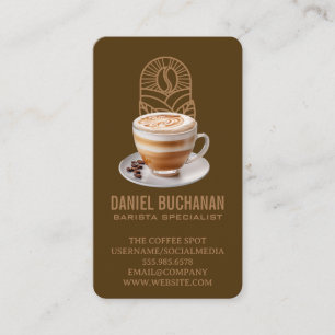 Carte De Visite Tasse de café et haricots Barista Café