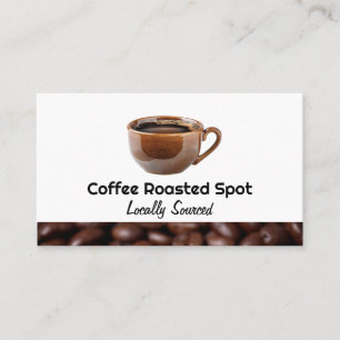 Carte De Visite Tasse de café fraîchement infusé   Grains