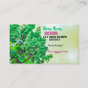 Carte De Visite Tasse de café Nouvel An 2026 avec design de forêt