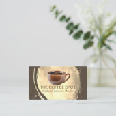 Carte De Visite Tasse marron de café chaud (Debout devant)