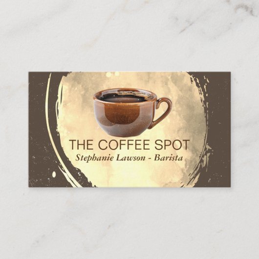 Carte De Visite Tasse marron de café chaud (Devant)