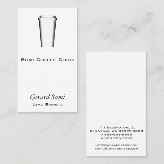 Carte De Visite Tasses à aller (Devant / Derrière)