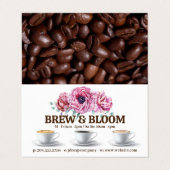 Carte De Visite Tasses à café et fleurs (Extérieur déplié)