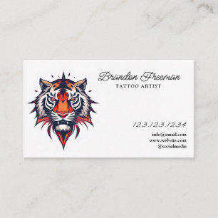 Carte De Visite Tatouage à tête de tigre orange unique