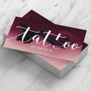 Carte De Visite Tatouage Artiste Arme et Typographie Fleur Bourgog