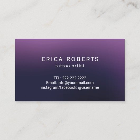 Carte De Visite Tatouage Artiste Arme et Typographie Fleur Profond (Dos)