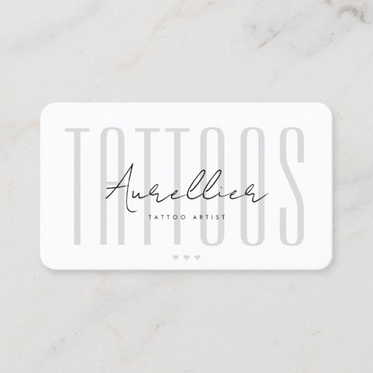 Carte De Visite Tatouage Artiste Blanc Gris Tatouages Tatouage Mod (Devant)
