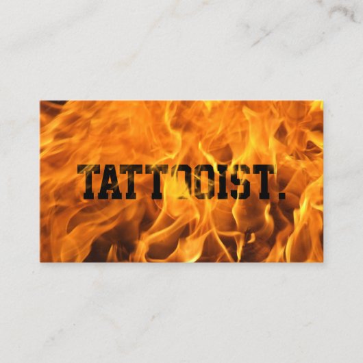 Carte De Visite Tatouage Artiste Creative Flamme Typographie du Fe (Devant)