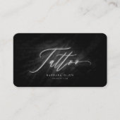 Carte De Visite Tatouage Artiste Noir Argent Script moderne (Devant)