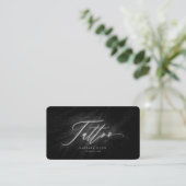Carte De Visite Tatouage Artiste Noir Argent Script moderne (Debout devant)