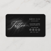 Carte De Visite Tatouage Artiste Noir Argent Script moderne (Dos)