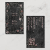 Carte De Visite Tatouage Artiste Roses épines QR Code affaires (Devant / Derrière)