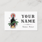 Carte De Visite Tatouage Artiste Salon Boutique Tropical Bouteille (Devant)