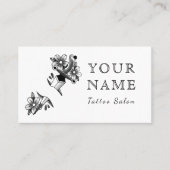 Carte De Visite Tatouage Artiste Salon Floral Épée Noir Blanc Plai (Devant)