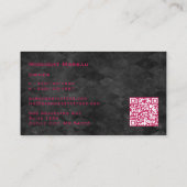 Carte De Visite Tatouage Artiste serpent rose rose QR Code (Dos)