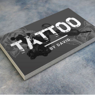 Carte De Visite Tatouage Boutique Tatouage Arme à Rose Typographie
