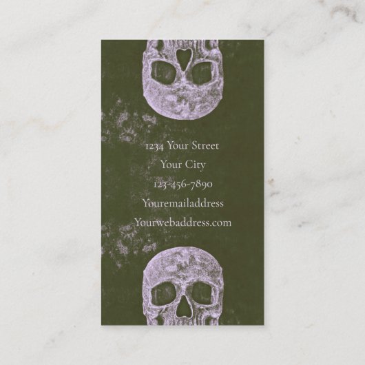 Carte De Visite Tatouage crâne Artiste Olive Green Gothic Grunge (Dos)