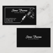 Carte De Visite Tatouage de machine de tatouage noir et blanc fonc (Devant / Derrière)