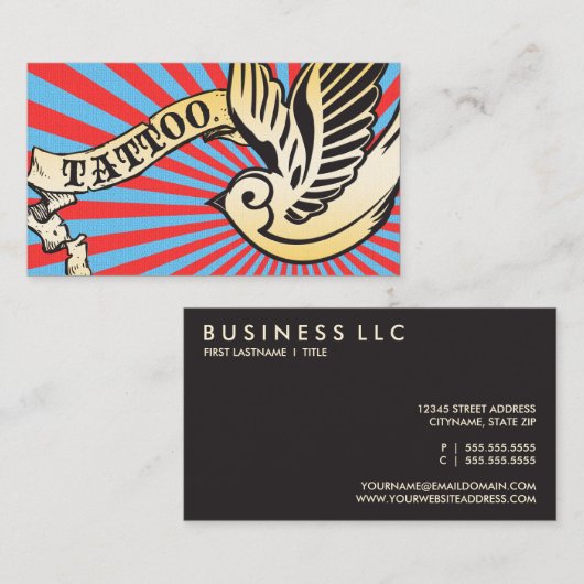 Carte De Visite tatouage de moineau 2 (Devant / Derrière)