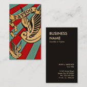 Carte De Visite tatouage de moineau 3 (Devant / Derrière)