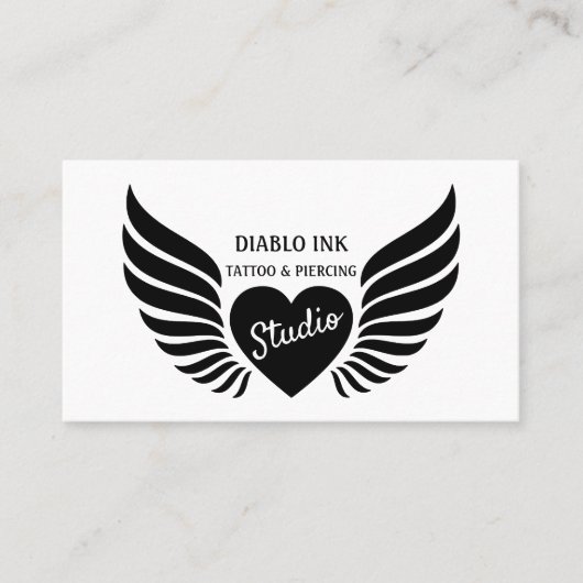 Carte De Visite Tatouage du coeur ailé, tatouage & Piercleur du co (Devant)