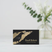 Carte De Visite Tatouage et perçage Black Crow Gold Brush Stroke (Debout devant)