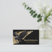 Carte De Visite Tatouage et perçage Black Crow Gold Brushstroke (Debout devant)