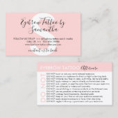 Carte De Visite Tatouage Eyebrow évite les conseils après soins (Devant / Derrière)