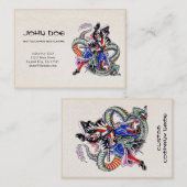 Carte De Visite Tatouage japonais oriental frais de combat de (Devant / Derrière)
