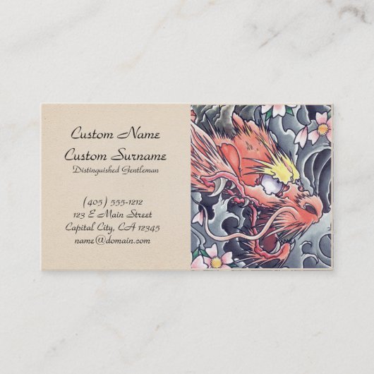 Carte De Visite Tatouage japonais oriental frais d'un dieu de (Devant)