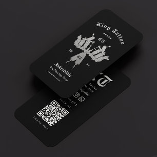 Carte De Visite Tatouage minimaliste Noir Argent Artiste de tatoua
