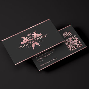 Carte De Visite Tatouage Minimaliste Rose Noir Artiste Tatoueur