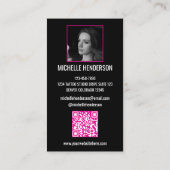 Carte De Visite Tatouage QR Code Photo Texte 2 Moderne Blanc (Dos)