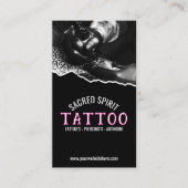 Carte De Visite Tatouage QR Code Photo Texte 2 Moderne Blanc (Devant)