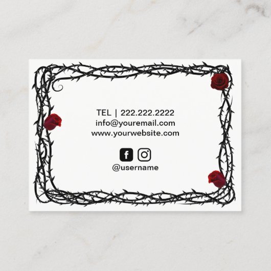 Carte De Visite Tatouage Tatouage pistolet gothique Thorn & Vine (Dos)