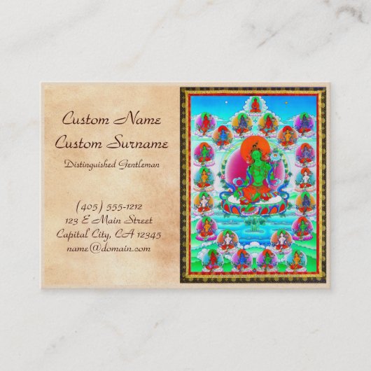 Carte De Visite Tatouage tibétain oriental frais Tara de vert de (Devant)