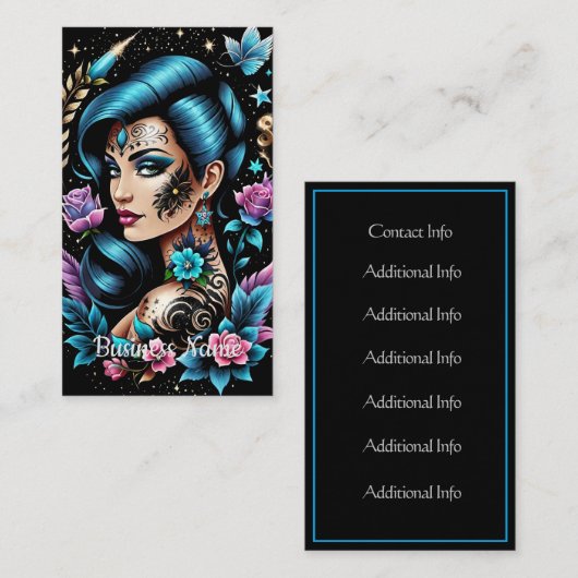 Carte De Visite Tatouages Et Roses (Devant / Derrière)