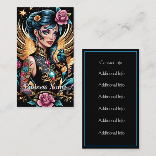 Carte De Visite Tatouages Et Roses 2 (Devant / Derrière)