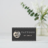 Carte De Visite Tatouages Par Votre Nom Crâne & Leaf Plantes Creat (Debout devant)
