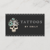 Carte De Visite Tatouages Par Votre Nom Floral Crâne Butterfly ten (Devant)