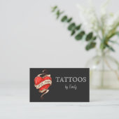 Carte De Visite Tatouages Par Votre Nom Simple Grungy Minimale (Debout devant)