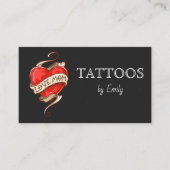 Carte De Visite Tatouages Par Votre Nom Simple Grungy Minimale (Devant)