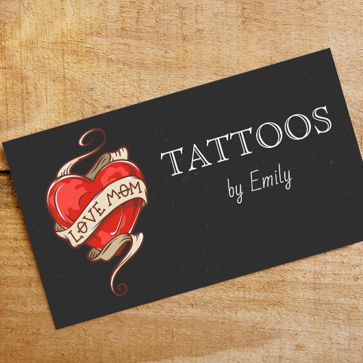 Carte De Visite Tatouages Par Votre Nom Simple Grungy Minimale