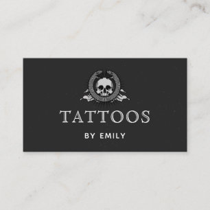 Carte De Visite Tatouages Par Votre Nom Simple Noir & Blanc Gothiq