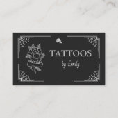 Carte De Visite Tatouages Par Votre Nom Simple Noir & Blanc Modern (Devant)