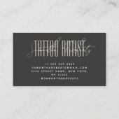 Carte De Visite Tattoo artist modern typography script beige gray (Dos)