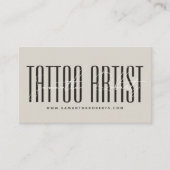 Carte De Visite Tattoo artist modern typography script beige gray (Devant)