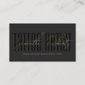 Carte De Visite Tattoo artist modern typography script gray black (Devant)