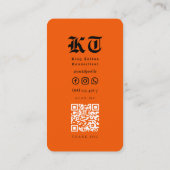 Carte De Visite Tattoo Artist Orange Tattooist Minimal (Dos)