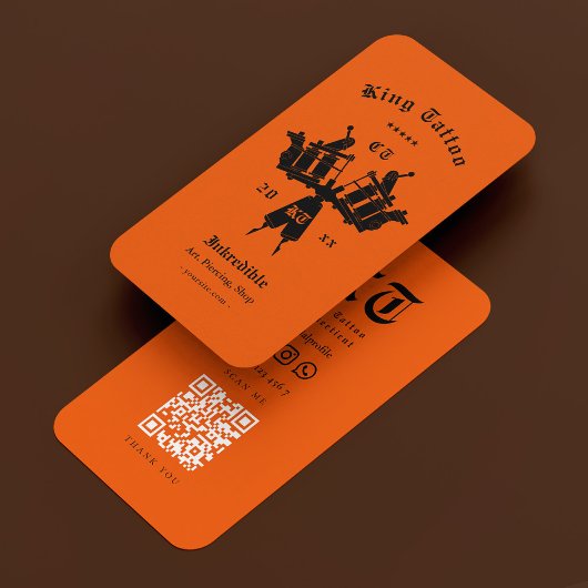 Carte De Visite Tattoo Artist Orange Tattooist Minimal